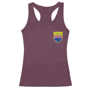 Australia Football Crest Australian Flag Pride Sporty Athletic Jersey Racerback Tank Top TS11 Maroon Print Your Wear