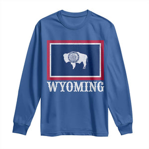 Vintage State of Wyoming Flag Bison Cheyenne Jackson Hole Long Sleeve Shirt TS11 Royal Blue Print Your Wear