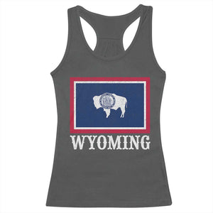 Vintage State of Wyoming Flag Bison Cheyenne Jackson Hole Racerback Tank Top TS11 Dark Heather Print Your Wear