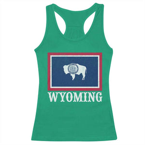 Vintage State of Wyoming Flag Bison Cheyenne Jackson Hole Racerback Tank Top TS11 Irish Green Print Your Wear