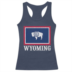 Vintage State of Wyoming Flag Bison Cheyenne Jackson Hole Racerback Tank Top TS11 Navy Print Your Wear