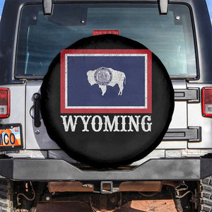 Vintage State of Wyoming Flag Bison Cheyenne Jackson Hole Spare Tire Cover TS11 No hole Black Print Your Wear