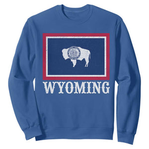 Vintage State of Wyoming Flag Bison Cheyenne Jackson Hole Sweatshirt TS11 Royal Blue Print Your Wear