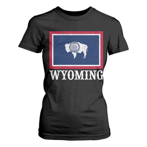 Vintage State of Wyoming Flag Bison Cheyenne Jackson Hole T Shirt For Women TS11 Black Print Your Wear