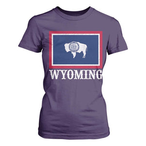 Vintage State of Wyoming Flag Bison Cheyenne Jackson Hole T Shirt For Women TS11 Purple Print Your Wear