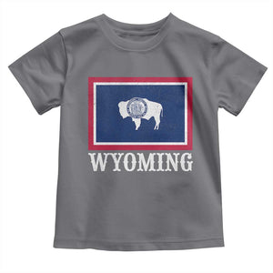 Vintage State of Wyoming Flag Bison Cheyenne Jackson Hole Toddler T Shirt TS11 Charcoal Print Your Wear