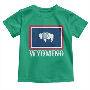 Vintage State of Wyoming Flag Bison Cheyenne Jackson Hole Toddler T Shirt TS11 Irish Green Print Your Wear