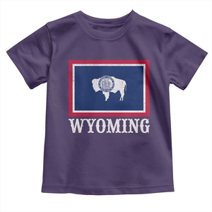 Vintage State of Wyoming Flag Bison Cheyenne Jackson Hole Toddler T Shirt TS11 Purple Print Your Wear