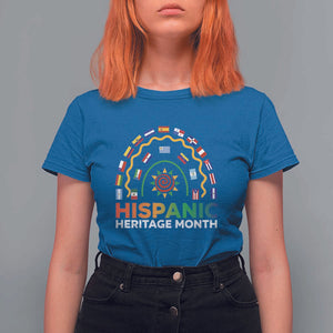 Hispanic Heritage Month T Shirt For Women Hispanic Countries Rainbow Flag Sunflower TS11 Royal Blue Print Your Wear