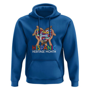 Hispanic Heritage Month Hoodie Latino Countries Flag Heart Puzzle TS11 Royal Blue Print Your Wear