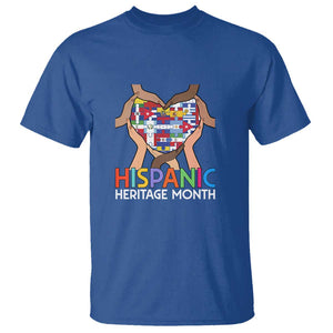 Hispanic Heritage Month T Shirt Latino Countries Flag Heart Puzzle TS11 Royal Blue Print Your Wear