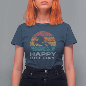 Happy Dot Day T Shirt For Women Unicorn Retro Polka Dot Mythical Creatures TS11 Navy Print Your Wear