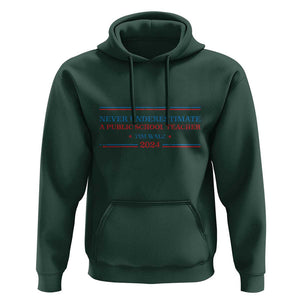 Tim Walz Hoodie Never Underestimate A Public School Teacher 2024 Star TS11 Dark Forest Green Print Your Wear