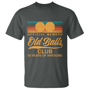 Funny 50th Birthday T Shirt Official Member Of The Old Ball Clubs Retro Sunset TS11 Dark Heather Print Your Wear