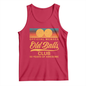 Funny 50th Birthday Tank Top Official Member Of The Old Ball Clubs Retro Sunset TS11 Red Print Your Wear