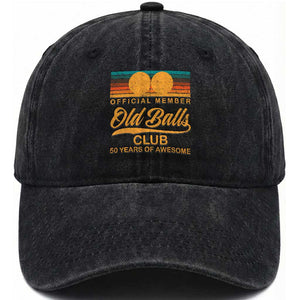 Funny 50th Birthday Washed Cotton Baseball Cap Official Member Of The Old Ball Clubs Retro Sunset