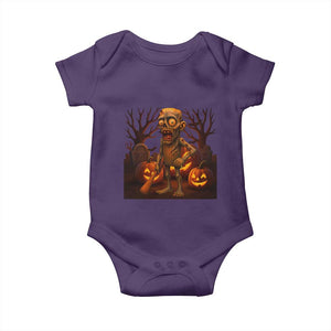 Funny Halloween Zombie Tung Tung Sahur Baby Onesie Italian Brainrot Meme TS11 Purple Print Your Wear