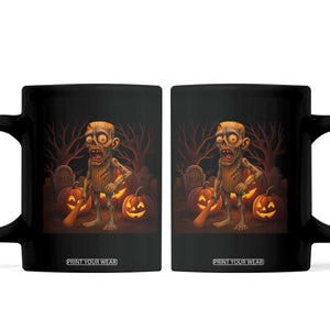 Funny Halloween Zombie Tung Tung Sahur Coffee Mug Italian Brainrot Meme TS11 Black Print Your Wear