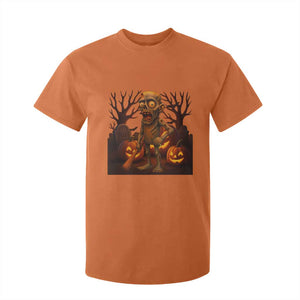 Funny Halloween Zombie Tung Tung Sahur T Shirt For Kid Italian Brainrot Meme TS11 Orange Print Your Wear