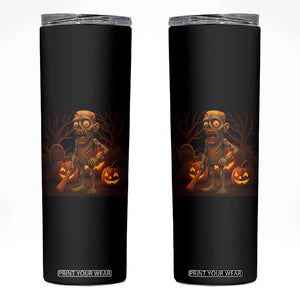 Funny Halloween Zombie Tung Tung Sahur Skinny Tumbler Italian Brainrot Meme TS11 Black Print Your Wear