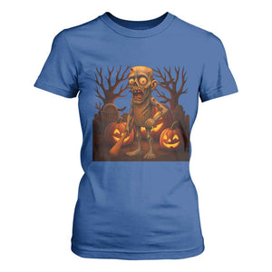 Funny Halloween Zombie Tung Tung Sahur T Shirt For Women Italian Brainrot Meme TS11 Royal Blue Print Your Wear