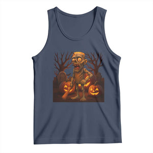 Funny Halloween Zombie Tung Tung Sahur Tank Top Italian Brainrot Meme TS11 Navy Print Your Wear
