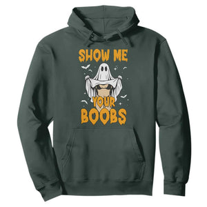 Funny Halloween Show Me Your Boobs Hoodie Halloween Adult Humor Spooky Ghost TS11 Dark Forest Green Print Your Wear