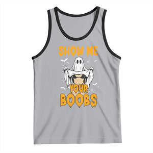 Funny Halloween Show Me Your Boobs Tank Top Halloween Adult Humor Spooky Ghost TS11 Athletic Heather Black Print Your Wear