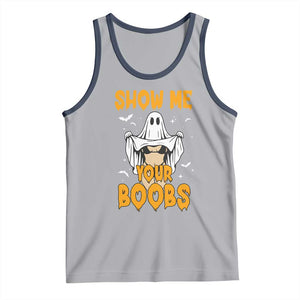 Funny Halloween Show Me Your Boobs Tank Top Halloween Adult Humor Spooky Ghost TS11 Athletic Heather Navy Print Your Wear