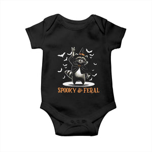 Funny Spooky And Feral Raccon Halloween Baby Onesie Racoon Lover TS11 Black Print Your Wear