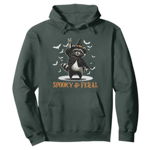 Funny Spooky And Feral Raccon Halloween Hoodie Racoon Lover TS11 Dark Forest Green Print Your Wear