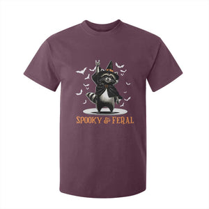 Funny Spooky And Feral Raccon Halloween T Shirt For Kid Racoon Lover TS11 Maroon Print Your Wear