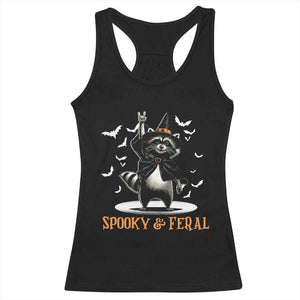 Funny Spooky And Feral Raccon Halloween Racerback Tank Top Racoon Lover TS11 Black Print Your Wear