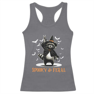 Funny Spooky And Feral Raccon Halloween Racerback Tank Top Racoon Lover TS11 Charcoal Print Your Wear
