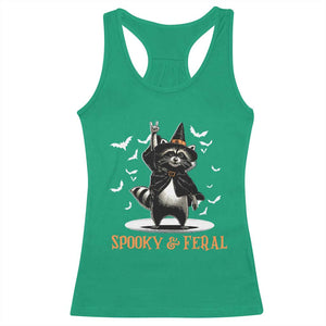 Funny Spooky And Feral Raccon Halloween Racerback Tank Top Racoon Lover TS11 Irish Green Print Your Wear