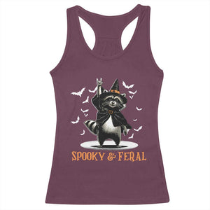 Funny Spooky And Feral Raccon Halloween Racerback Tank Top Racoon Lover TS11 Maroon Print Your Wear