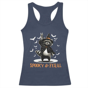 Funny Spooky And Feral Raccon Halloween Racerback Tank Top Racoon Lover TS11 Navy Print Your Wear
