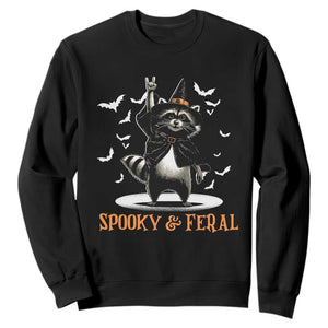 Funny Spooky And Feral Raccon Halloween Sweatshirt Racoon Lover TS11 Black Print Your Wear