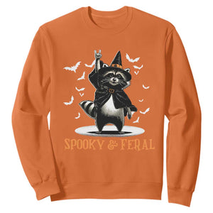 Funny Spooky And Feral Raccon Halloween Sweatshirt Racoon Lover TS11 Orange Print Your Wear