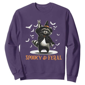 Funny Spooky And Feral Raccon Halloween Sweatshirt Racoon Lover TS11 Purple Print Your Wear
