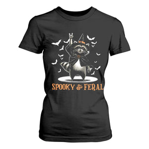 Funny Spooky And Feral Raccon Halloween T Shirt For Women Racoon Lover TS11 Black Print Your Wear