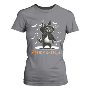 Funny Spooky And Feral Raccon Halloween T Shirt For Women Racoon Lover TS11 Charcoal Print Your Wear