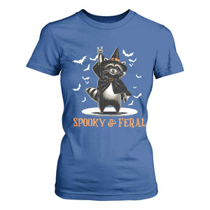Funny Spooky And Feral Raccon Halloween T Shirt For Women Racoon Lover TS11 Royal Blue Print Your Wear
