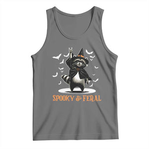 Funny Spooky And Feral Raccon Halloween Tank Top Racoon Lover TS11 Black Heather Print Your Wear