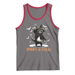 Funny Spooky And Feral Raccon Halloween Tank Top Racoon Lover TS11 Deep Heather Red Print Your Wear