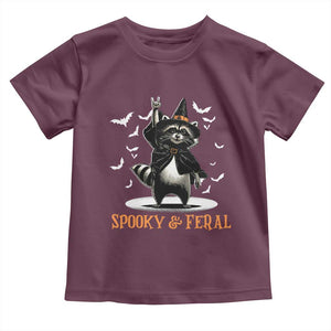 Funny Spooky And Feral Raccon Halloween Toddler T Shirt Racoon Lover TS11 Maroon Print Your Wear