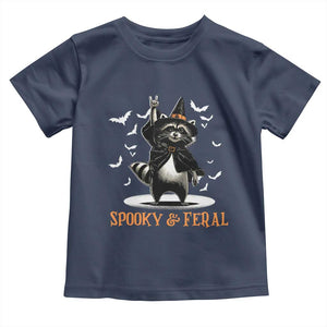 Funny Spooky And Feral Raccon Halloween Toddler T Shirt Racoon Lover TS11 Navy Print Your Wear