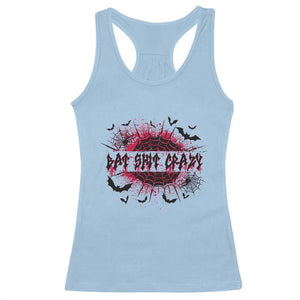 Funny Halloween Bat Shit Crazy Racerback Tank Top Horror Spider Web TS11 Light Blue Print Your Wear