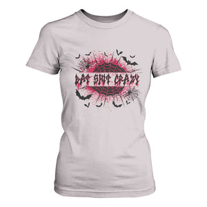 Funny Halloween Bat Shit Crazy T Shirt For Women Horror Spider Web TS11 Ice Gray Print Your Wear