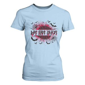 Funny Halloween Bat Shit Crazy T Shirt For Women Horror Spider Web TS11 Light Blue Print Your Wear